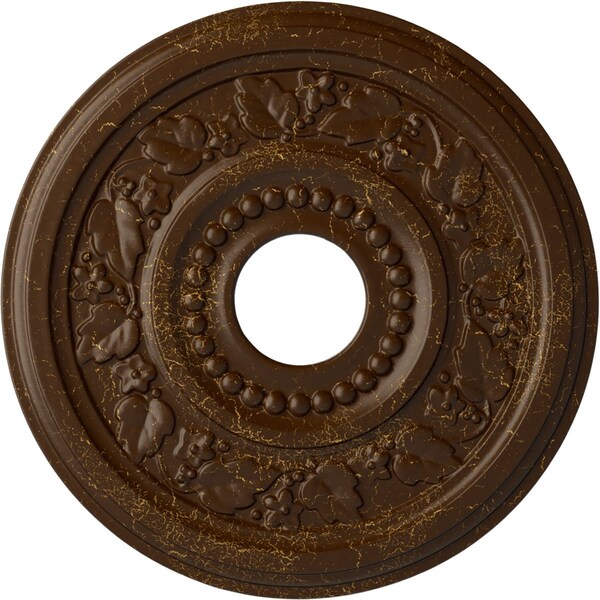 Ekena Millwork Genevieve Ceiling Medallion (Canopies up to 3 1/2"), 16 1/8"OD x 3 1/2"ID x 7/8"P, Root Beer Crackle CM16GNRBC - main